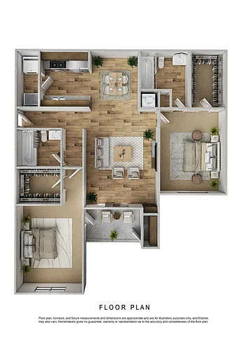 Floor plan Two Bedroom Two Bath - Split