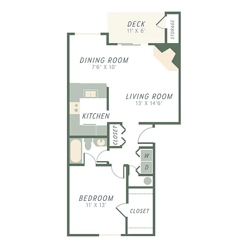Floor plan Rowboat - 1x1