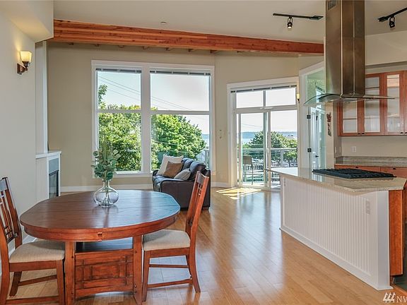 Bamboo floors in great room, slate in kitchen.
