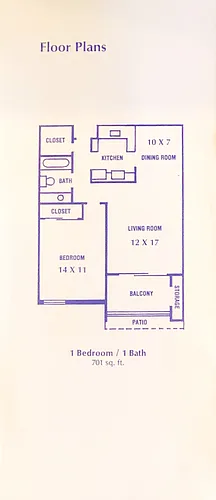 Floor plan 1 Bedroom 1 Bath