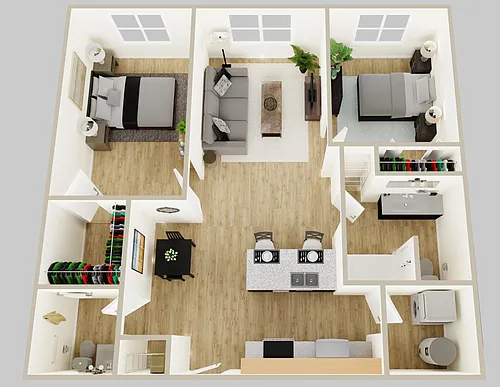 Floor plan 2 Bed 1 half bath