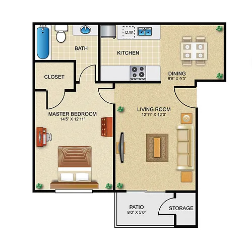 Floor plan 1 bedroom
