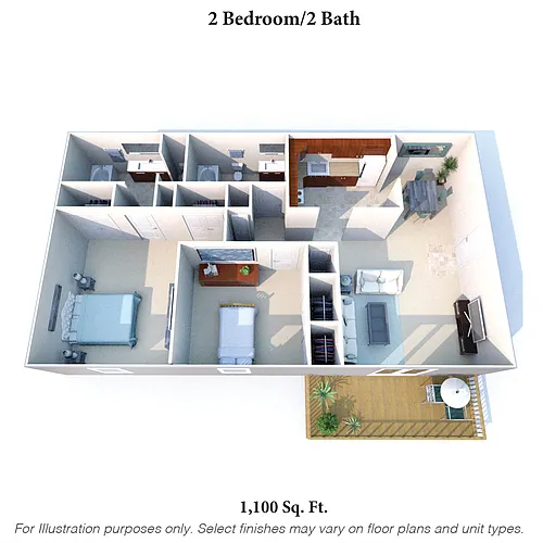 Floor plan 2 Bedroom 2 Bath A