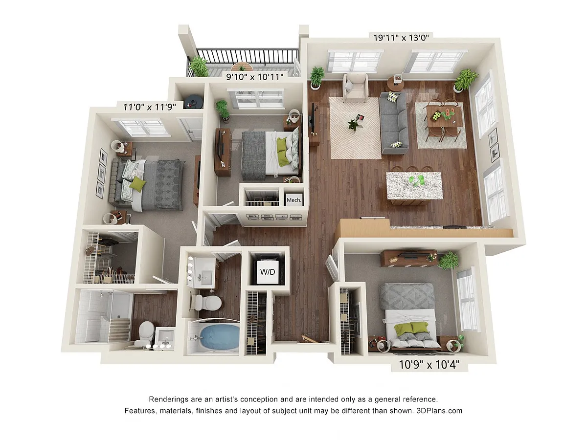Floor plan Three Bedroom C1