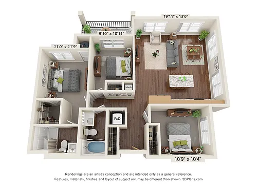 Floor plan Three Bedroom C1