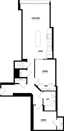 Floor plan Junior 1 Bed/1 Bath Den-D1.1
