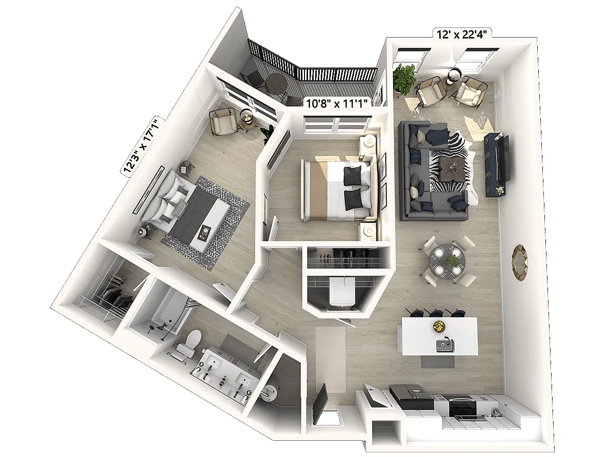 Floor plan B61 - 2 Bedroom 1 Bathroom