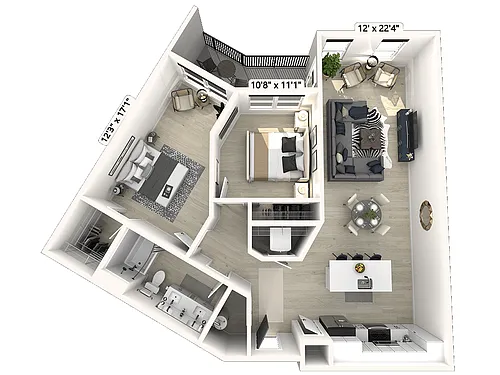 Floor plan B61 - 2 Bedroom 1 Bathroom