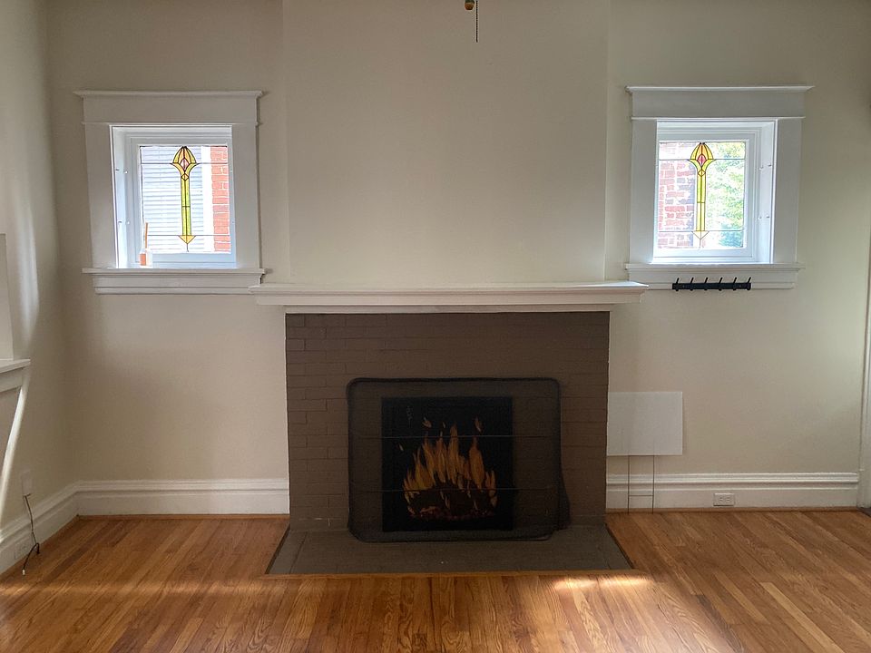Wood burning fireplace.
