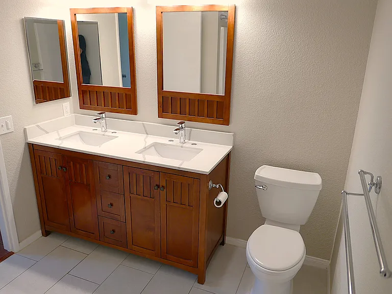 Master Bath with Quartz countertop and dual sinks