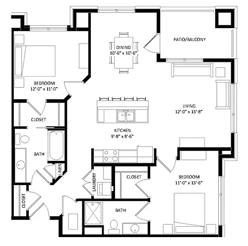 Floor plan 2 Bedroom G