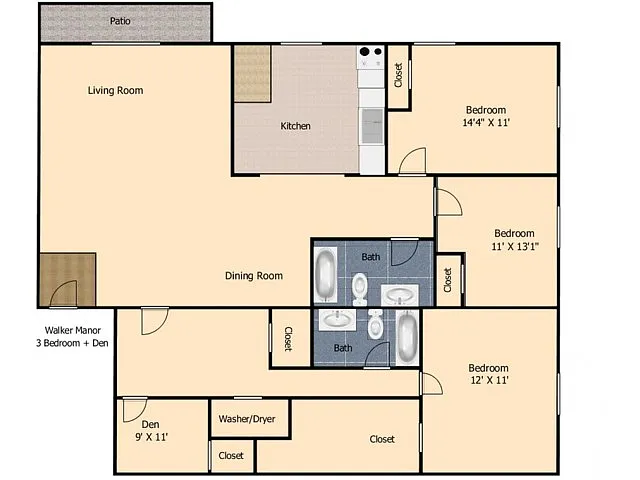 Floor plan 3 Bedroom Den