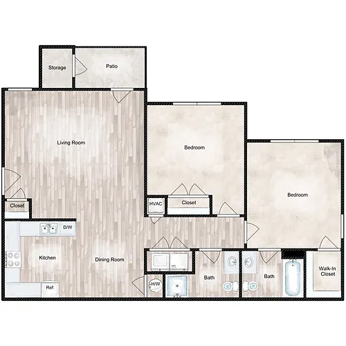 Floor plan 2 Bed 2 Bath - Laurel Ridge I