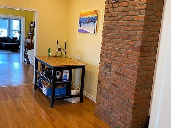 Exposed brick in kitchen