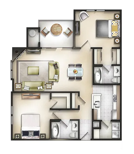 Floor plan 2 Bedroom 2 Bath Chestnut at Baker II