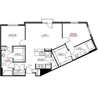 Floor plan Traditional 2x2 1111-1480 SF