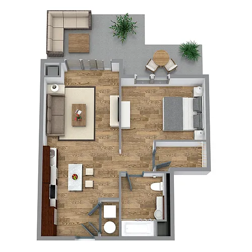 Floor plan The One Bedroom 9 (Blue)