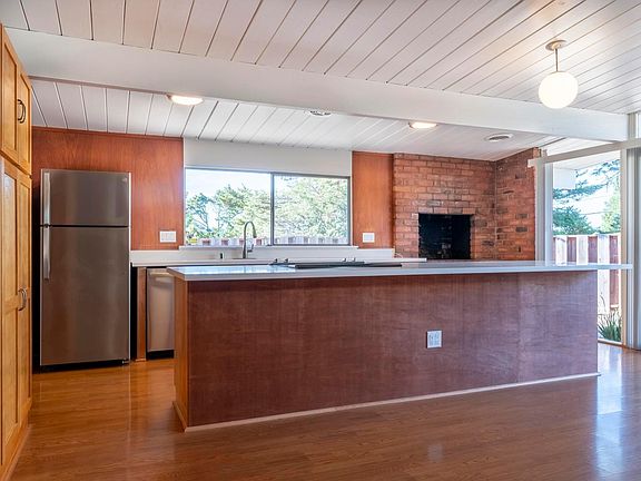 View of kitchen from dining area