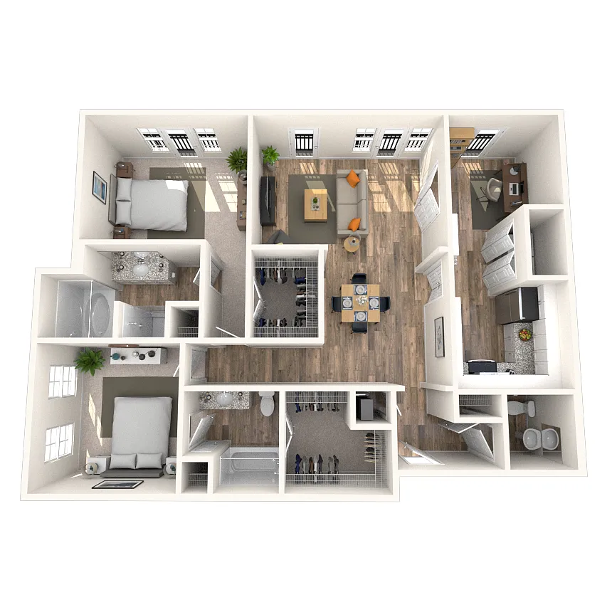 Floor plan Traditional 2x2.5 1330-1337 SF