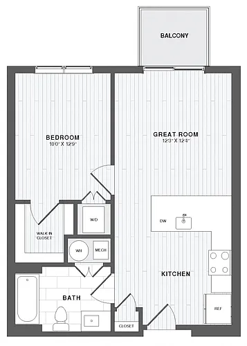 Floor plan 1 Bed/1 Bath-A2