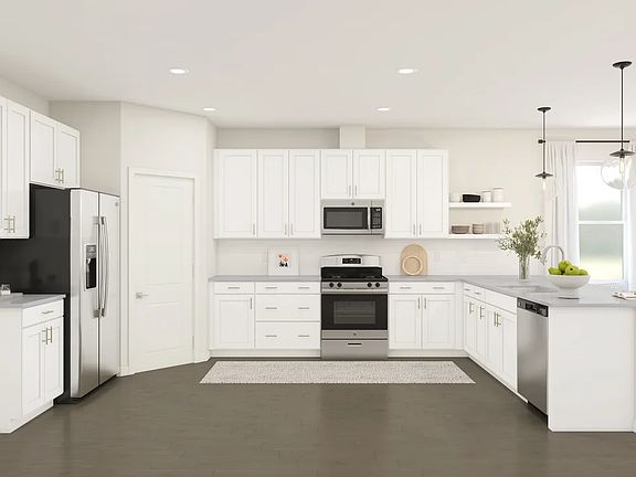 Kitchen with pendant lighting