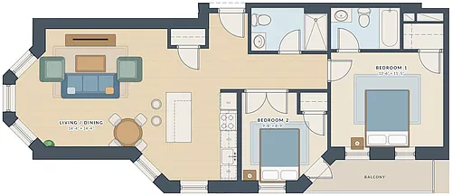 Floor plan Two bedroom with patio