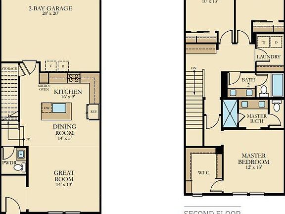Layout of two story townhome