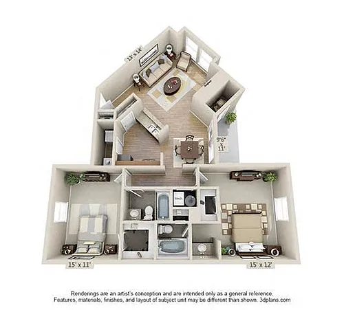 Floor plan 2 Bed 2 Bath
