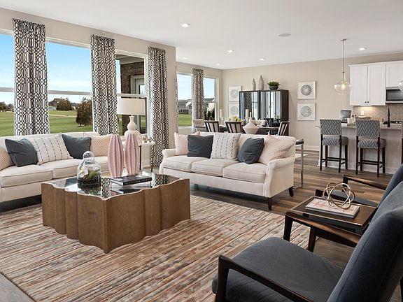 Family room with wall of windows