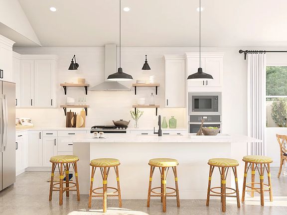 Kitchen with pendant lighting