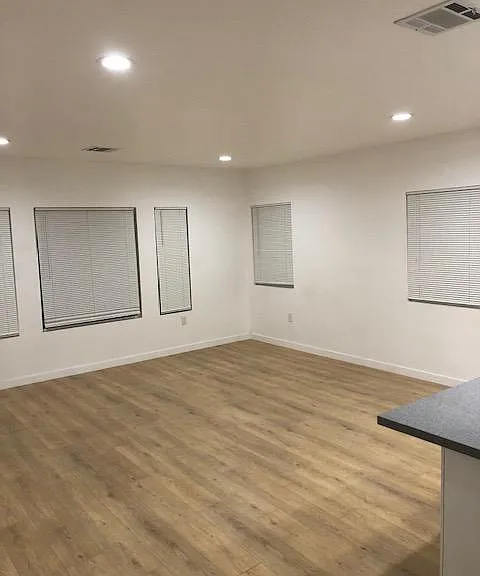 Living area (with blinds now installed)