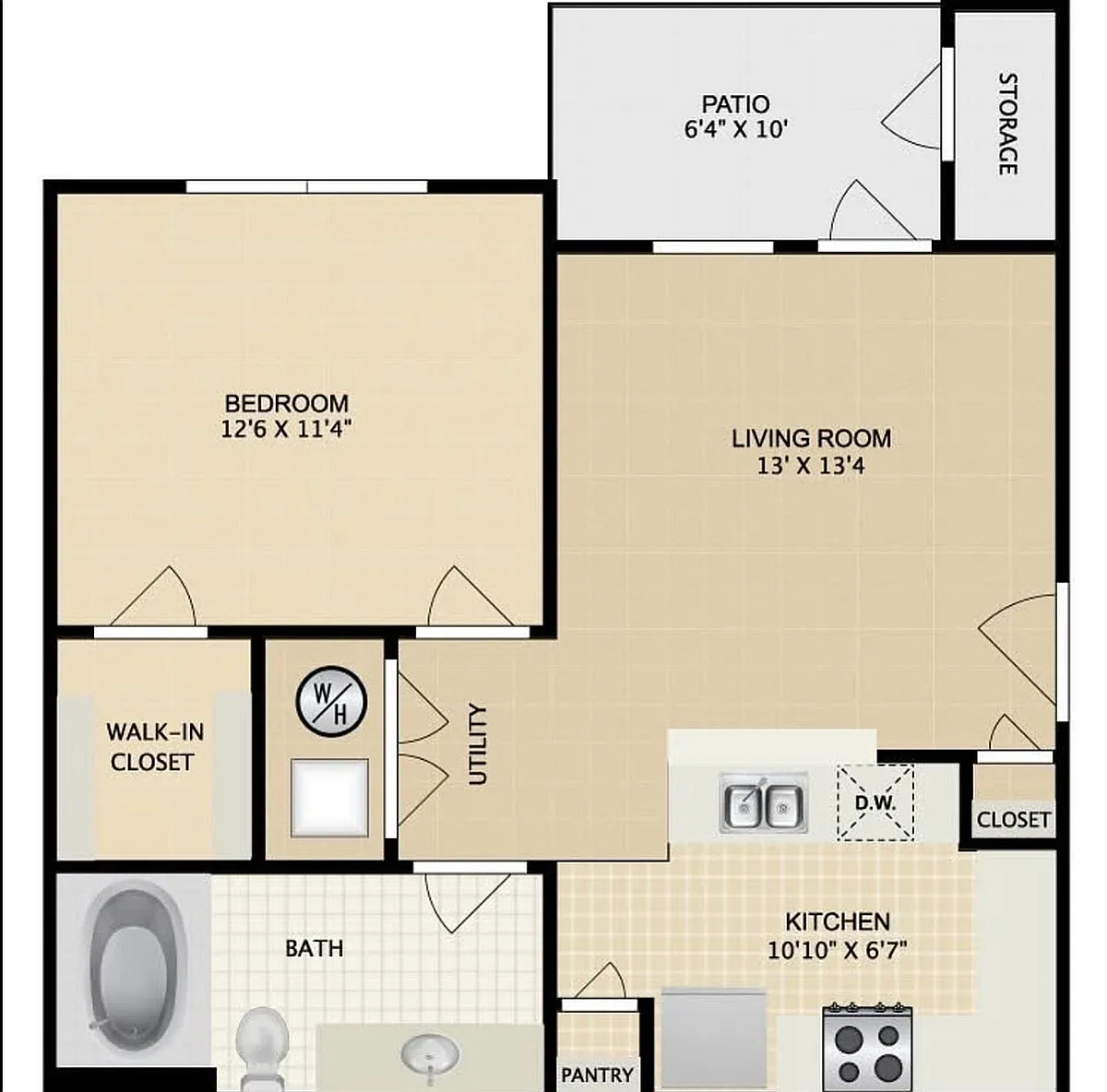 Floor plan 1 Bedroom 1 Bath A1