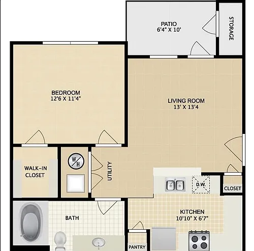 Floor plan 1 Bedroom 1 Bath A1