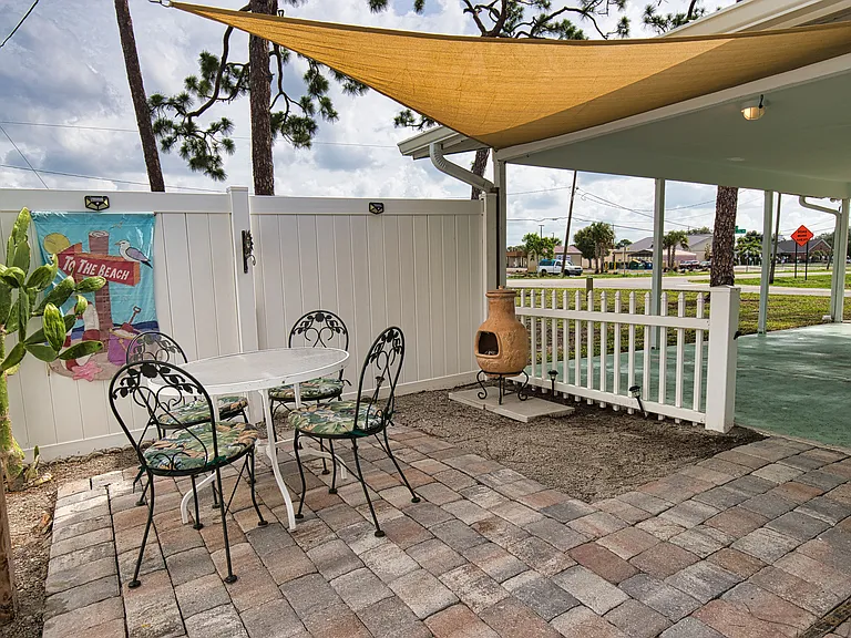 Backyard dining area