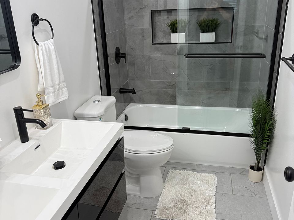 Large Bathroom and spacious sink.