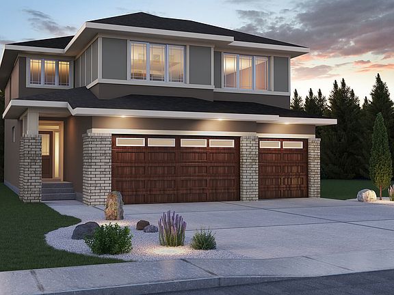 Exterior view of the Savona 3 Prairie model by Brookfield Residential in Calgary.