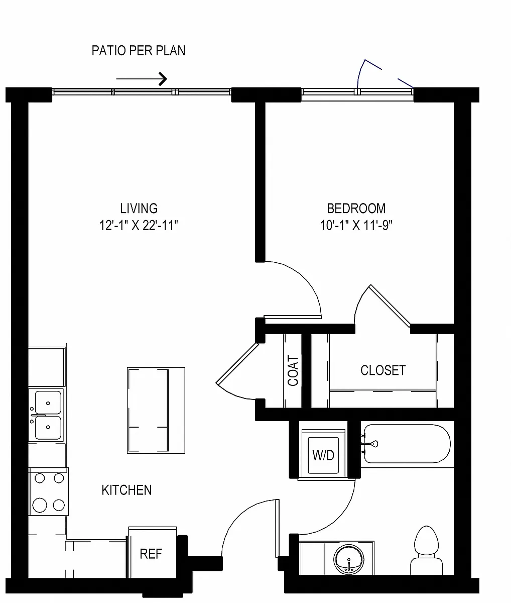 Floor plan One Bedroom B1