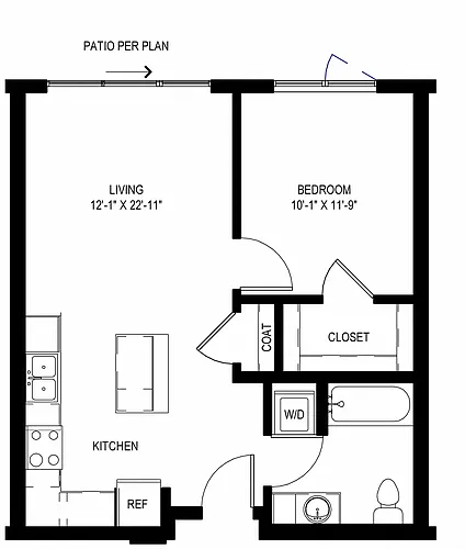 Floor plan One Bedroom B1