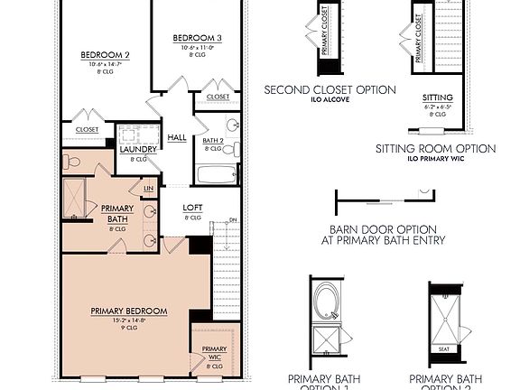 Primary bedroom with raised ceiling height WIC offers a second closet!