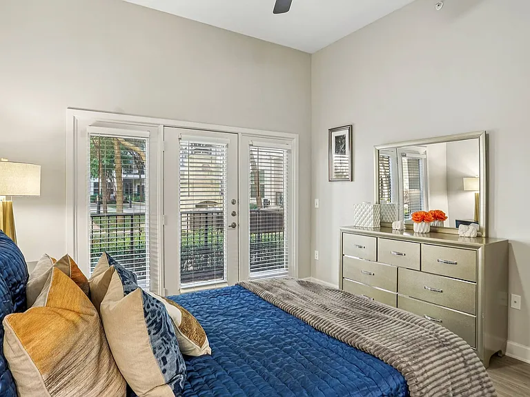 Enjoy a stylish and spacious bedroom at Addison Keller Springs, featuring contemporary design and comfort.