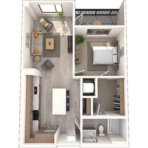 Floor plan A1 1x1-739 SF