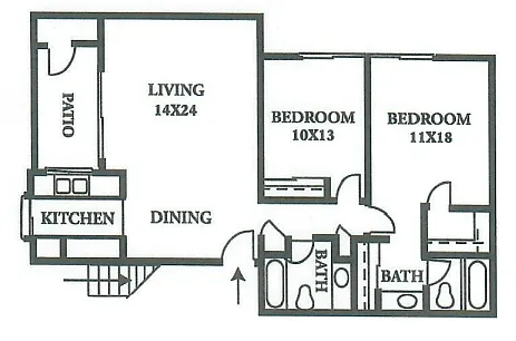 Floor plan 2 Bedrooms 2 Bathrooms