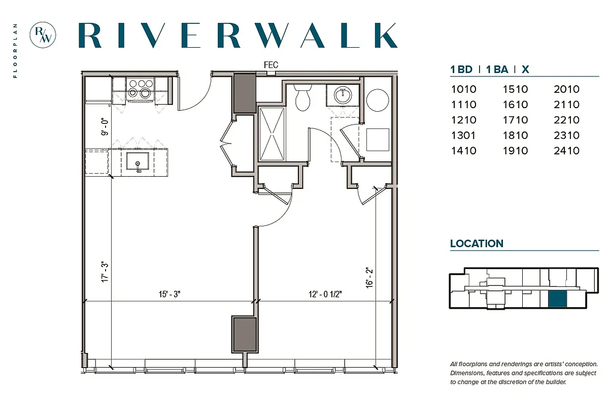 Floor plan 1 bedrooms from 2780