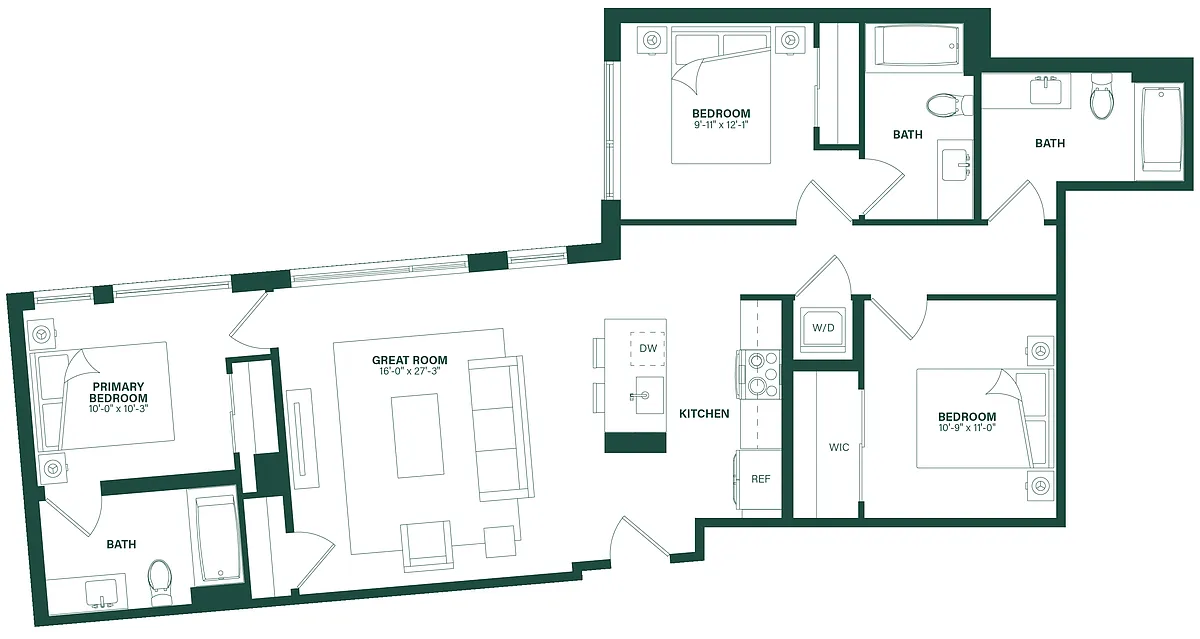 Floor plan 3 Bed/2 Bath-3S/3S.2