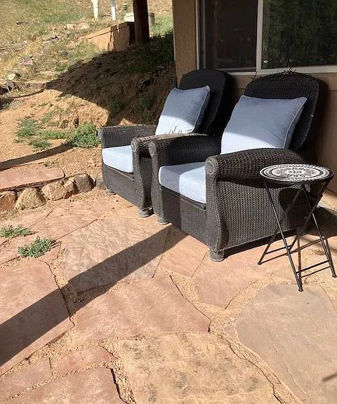 Patio chairs and tile table