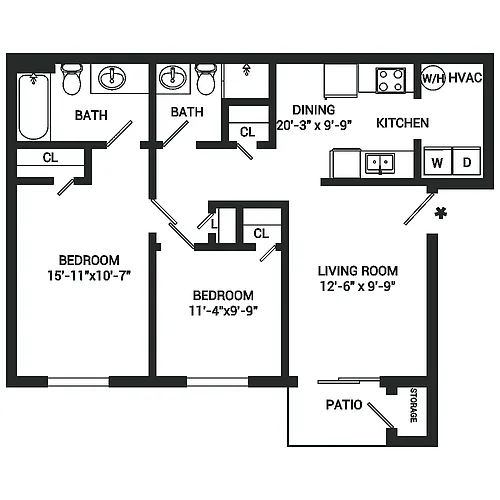 Floor plan 2x2 - Garden B1U