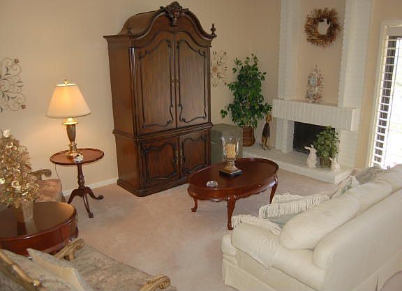 Step down into Living Room - Brick fireplace, Walk-out to deck and Lake VIEW