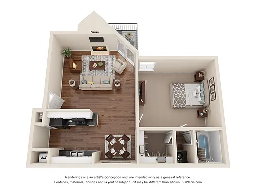 Floor plan 1 Bed 1 Bath Luxury Renovated 727 sq ft