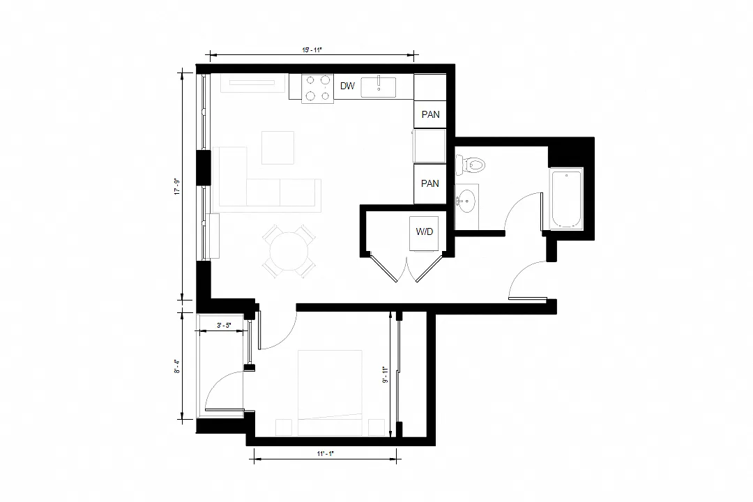 Floor plan One Bedroom A5