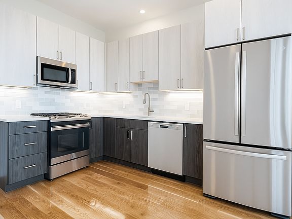 kitchen, open living space.